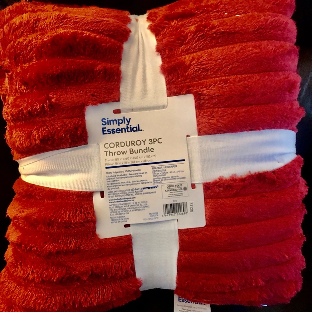 Simply Essential Corduroy 3pc THROW BUNDLE, real stuff so soft